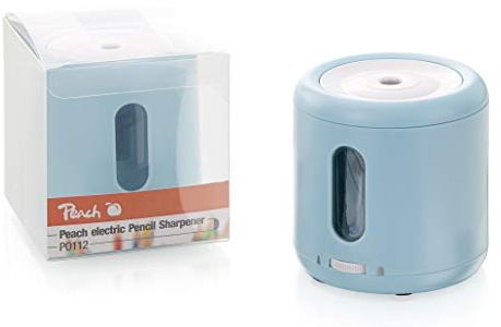 Peach elektrischer Anspitzer für Bleistifte und Buntstifte | Betrieb wählbarer zwischen USB oder Batterie | PO112
