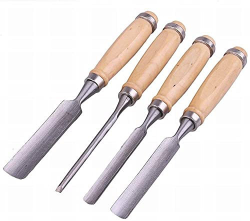 XQKJ 4 Pcs Carpenter Carving Firmer Gouge Wood Chisel Woodworking Carpentry Engraving Tools