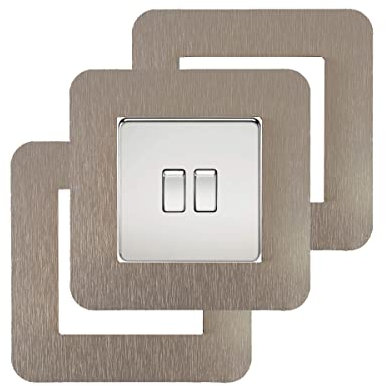 3 Count Acrylic Single Light Switch Surround Socket Switch Sticker Cover Solid Color - Champagne