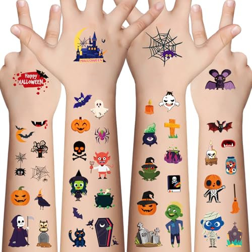 Halloween Tattoo Kinder - 360 Stücke Halloween Süßes oder Saures gefälschte Tattoo für Jungen Mädchen,Halloween Preise Verschiedene Goodies Party Gefälligkeit für Kinder Goody Bag Stuffers 20 Blätter