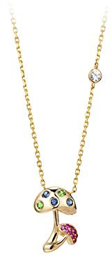 AMDXD 18K Rotgold Halskette Pilz mit Edelstein 0.20CT Anhänger Goldkette Für Damen Gold