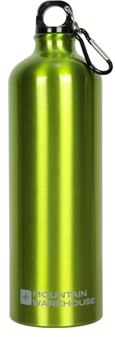 Mountain Warehouse Bouteille métallique imprimée 1L avec Mousqueton - Insert en Caoutchouc, Mousqueton Durable, Utilisation Facile -Sport, Gym, Voyage Kaki Taille Unique