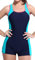 Attraco Damen Einteilige Badeanzug Push Up Bauchweg Slim Fit Bademode Swimsuit Sexy Sport Schwimmanzug Blau M