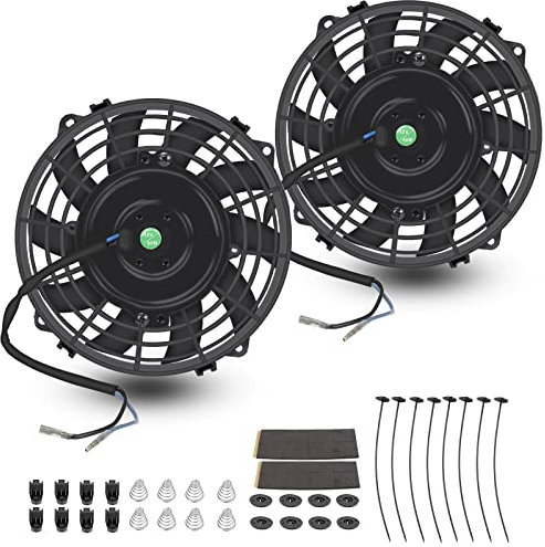 7 Inch Universal Slim Fan Push Pull Electric Radiator Cooling Fan 12V 80W Mount Kit Black Set of 2