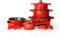 Royalty Line Topfset 14 Tlg. Rot - Töpfe Set geeignet für Induktion - Kochtopf Set & Pfannen mit Anti Haft Beschichtung - Pfannenset aus Alu mit Hitzeschutz Silikon Griffen - Topf set mit Deckel