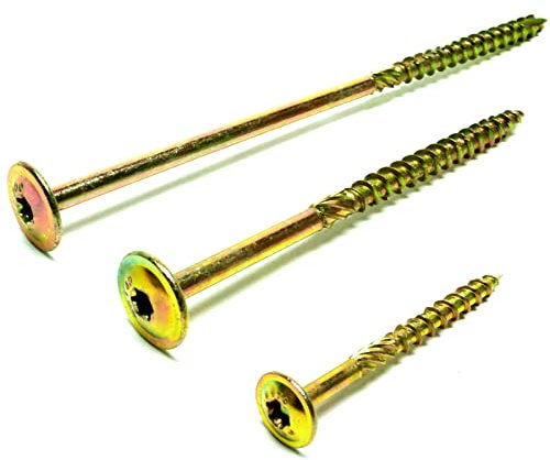 BRESKO Tellerkopfschrauben 6x100 mm 100 Stück Tellerkopf Holzbauschrauben Schrauben Konstruktionsschrauben verzinkt Holzschrauben