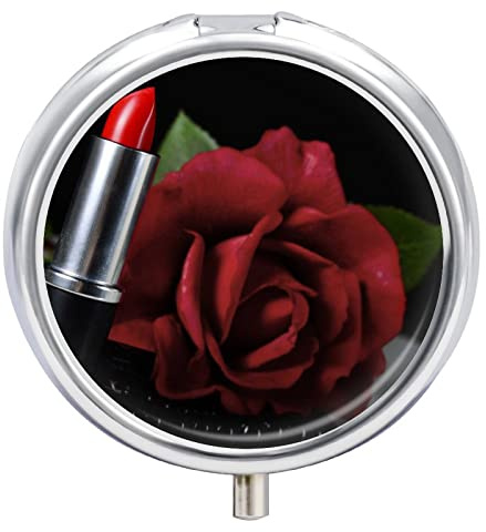 Pillen-Organizer Lippenstift Rose Pillbox Vitamin- Und Medikamentenspender Für Tasche Oder Geldbörse