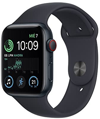 Apple Watch SE (2.ª Gen) (GPS + Cellular, 44mm) Caja de Aluminio en Color Medianoche con Correa Deportiva en Color Medianoche, Talla única (Reacondicionado)