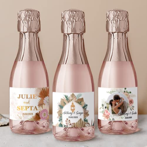 Mini calcomanías personalizadas para fotos de boda, champán, bautizo, cumpleaños, aniversario, etiquetas personalizadas para botellas de vino (20 unidades)