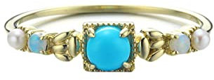 Epinki Echte Goldschmuck Ring 14K Au585 Gold, Eheringe mit Türkis (Blau, Rundschliff) Gelbgold 585 Verlobungsring Freundschaftsringe Opal für Damen, Gold, Gr.66