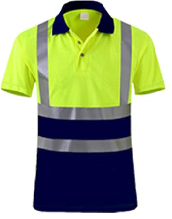 Caxndycing Camiseta de protección contra advertencia, camiseta de protección de advertencia, ropa de trabajo, reflectante, transpirable, ligera, manga corta, ropa de trabajo, visibilidad, marine, M