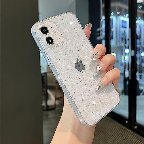 ZTOFERA Glitter Clear Case Compatible with iPhone 12 Phone Case, Bling Sparkle Transparent Soft Flexible TPU Protective Shockproof Phone Cover Slim Case for iPhone 12 - Clear