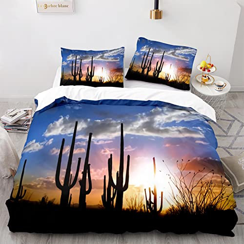 ApttEk Weiches Polyester Bettzeug Kaktus Bettwäsche 155 X 220 cm Langlebig Und Schnell Trocknend Deckenbezug 155X220 + Kissenbezug 80X80 cm
