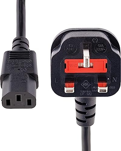 Generic 1.5m Black Power Cord, Male-to-Female, Type D Plug, 2.5kW, Compatible with PC Monitors, TVs, Printers, Scanners, Audio Equipment