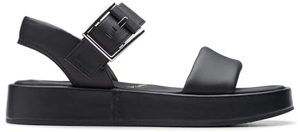 Clarks Women's Alda Strap Sandal, Black Leather, 4.5 UK