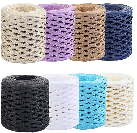Natur Bindebast Bast Raffia Bastband Bast Raffia Naturbast Naturbast zum Basteln und Dekoratio Natur Raffiabast Bindebast 50g (A - 8PCS)