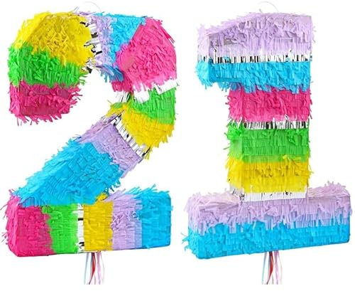 Playflip Pinata Zahl 21 bunt Pastell 21. Geburtstag