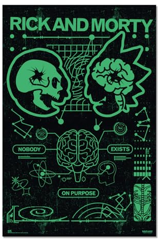 Grupo Erik Poster Rick & Morty Kunstdruck - Deko Wohnzimmer oder Deko Schlafzimmer - Deko Zimmer - Größe : 61 x 91 - Offizielle Lizenz Rick and Morty Fanartikel