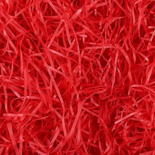 200 Grammes Papier de Remplissage Cadeau, Déchiqueté Kraft Raffia, Herbe de Pâques pour Décorer Cadeaux, Artisanat DIY, Paniers et Boîtes (Rouge)