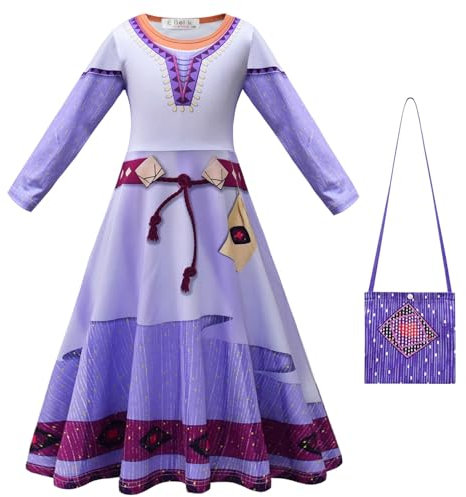 YOSICIL ASHA Prinzessin Kostüm mit Tasche Wish Asha Wunschkleider Kleidungsstück Erwachsene Kleid Outfit für Kindergarten Geburtstagsfeiern Halloween Weihnachten Karneval, 120