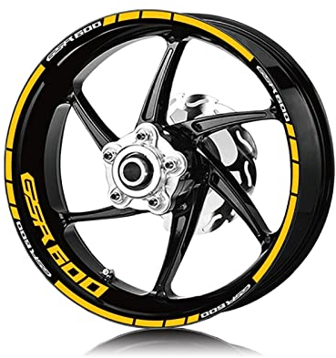 Modifizierte dekorative Aufkleber Motorrad Vorne Hinten Reifen Wasserdicht Logo Aufkleber Reflektierende Streifen Felgensatz Aufkleber Für SUZUKI GSR600 GSR 600 (Color : Gold)