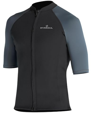Wetsuit Top Men Short Sleeve Front Zip Wetsuit Jacket 1.5mm Neoprene Swimsuit for Swimming Diving Surfing M Szie
