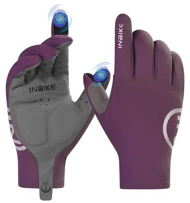 INBIKE Guanti Ciclismo Invernali Guanti Invernali da Uomo e Donna Guanti Bici Touchscreen Antivento Termico Sportivi per Guida Pesca Corsa Viola,M