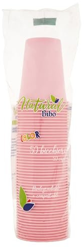 Maury's Articoli Bio Stoviglie pe Festa Colorate, Piatti Bicchieri e Forchette Ideali per Compleanni, Feste, Party, aperitivi e Eventi (ROSA BIC. 50pz)