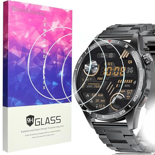 Blueshaweu Protector de pantalla compatible con reloj inteligente SUNKTA para hombre de 1,43 pulgadas SML3, dureza 9H, protector de pantalla de cristal templado [3 unidades] compatible con reloj