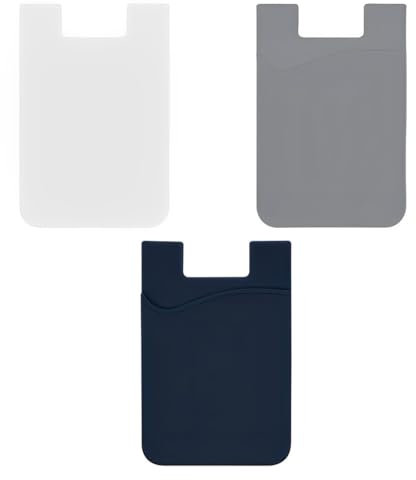 SUJEBKC 3 Pezzi Porta Carte Di Credito Per Cellulare,Porta Carta Di Credito,Tasca Adesiva In Silicone Per Tessere Carte Badge Taschino Autoadesivo Per Cover