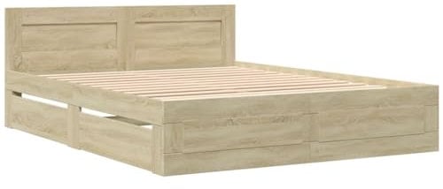 vidaXL Cadre de lit tête de lit sans Matelas chêne Sonoma 160x200 cm