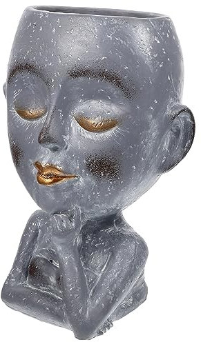 CIYODO Pot De Fleurs en Résine Sculpté en Forme De Visage Petit Pot De Fleurs pour Une Décoration Végétale Unique