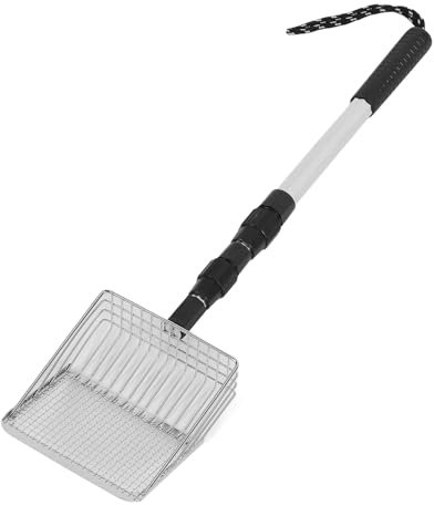Chicken Poop Scooper, Stainless Steels Chicken Coop Rake, Anti Stick, 3 Section Stretchable Long Handle, Chicken Coop Cleaning Tools Scoop for Chicken Coop Accessories