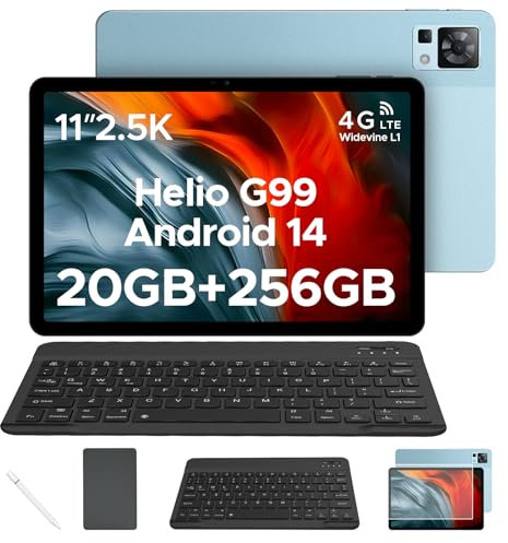 DOOGEE T35 Tablet mit Tastatur und Stift Android 14 Tablet 11 Zoll Helio G99 Tablet PC, 20GB RAM+256GB ROM(2TB TF),8580mAh / 33W, 20MP, 2560x1600 FHD+ Gaming Tablet LTE Drawing Tablet mit SIM Karte
