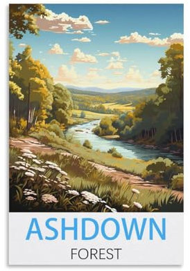 YNIEILUU Ashdown Wandkunstposter, Wald, Vintage-Reiseposter, 40 x 60 cm, Leinwand-Kunstposter, Gemälde, Bilder, Wandkunstdrucke, Wanddekoration für Schlafzimmer
