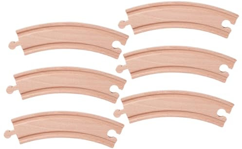 BESTonZON 6st Spur Eisenbahnstrecke Kinder Bevorzugen Gleismodell Ersatzteile Für Bahngleise Zusammengebaute Bahnstrecke Lehrbahnspielzeug Gleiszubehör Zug-Szene-Track Khaki Hölzern