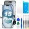 DIGI4U LCD für iPhone 15 Plus Display, 6,7 Full HD Touchscreen mit 3D Touch, True Tone, Face ID – Ersatzbildschirm Reparaturset mit Werkzeug
