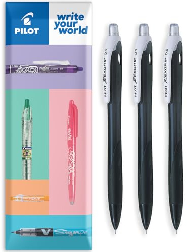 PILOT Rexgrip Mechanical Pencil - BeGreen Range - 74% Recycled - Black Barrel - 0.5mm Nib - Pack of 3 in Envelope Gift Packaging