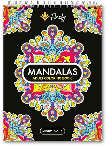 Finoly Mandala Malbuch für Erwachsene mit 30 Original Illustrationen | Mandala Buch für Erwachsene Reduzieren Stress | Ausmalbuch Mandala | A4 Format | Premium Papier | Spiralbindung | Band 2