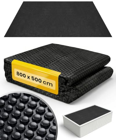 Miganeo Deluxe Film solaire rectangulaire 800 x 500 cm Noir Bâche solaire pour piscine Chauffage de piscine
