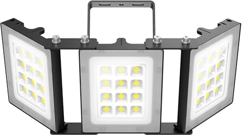 SOLLA-2025 Lite 150W LED Außenflutlicht, 15000LM, 6000K Tageslichtweiß IP66 Wasserdicht, 3 Köpfe Verstellbares Außen-Sicherheitsbeleuchtung für Parkplätze, Höfe, Gärten-Schwarz