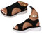 Minetom Sandali Donna Estive Ortopediche Elegante Comodi Bassi Mesh Traspirante Pianta Larga Casual Leggero Sandalo Sportivo Trekking Scarpe Aperta Morbida Gomma Suola A Nero 42 EU