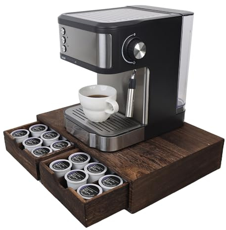 HTB K Cup Holder Compatible with K Cups,Coffee Pod Holder Holds Up 30 Cups | Wood K Cup Organizer Storage Drawer