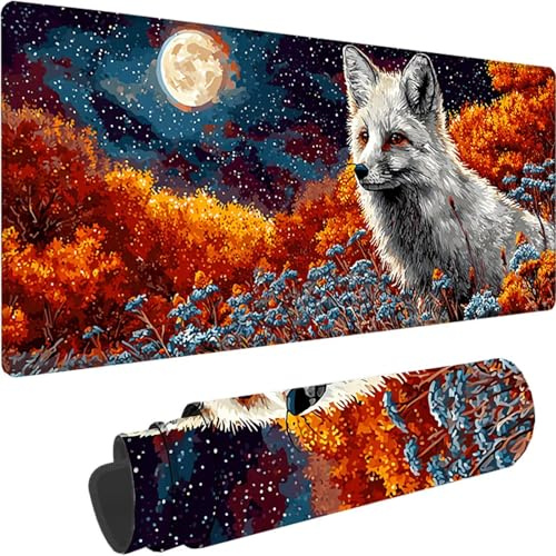 Orange Farbe Gaming Mauspad XXL 900x300x3 mm, Groß Mauspad Tier Vernähte Kanten Design, XXL Mousepad Wasserfest rutschfest Gummibasis für PC und Laptop Mousepad Gaming Zubehör für Büro Deko z-3042