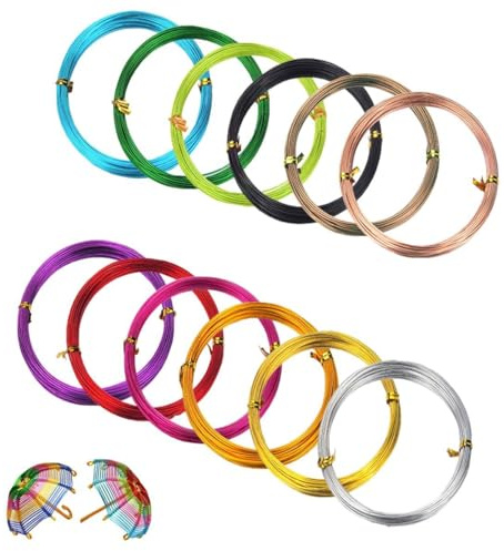 12 Colores Alambre de Aluminio Multicolor Flexible 1mm Alambre Manualidades | 5M/Rollos Flexible Manualidades,Alambres Artesanal Metal,para Bricolaje Joyería Esculpir Modelar Manualidades Hacer Coronas