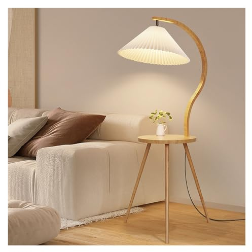 GLigeT Les salons Lampadaire moderne avec table d'appoint, lampe de lecture sur pied, chevet en bois