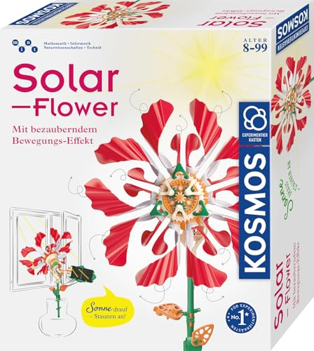 KOSMOS Solar-Flower, rotierende Blütenblätter | Bewegungs-Effekt durch Solarzellen Motor und clevere Mechanik, Experimentierset für Kinder ab 8 Jahre, DIY, Sonnenenergie