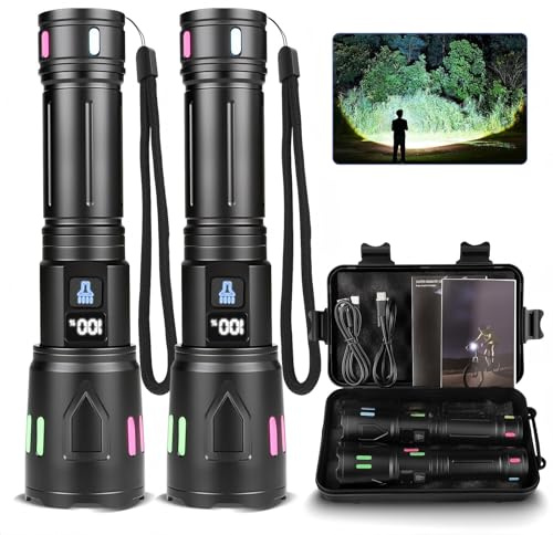 BESTSUN Torches LED Super Bright 1000000 Lumens, Rechargeable High Power Torch, Powerful Flashlight, Waterproof Zoomable for Camping, Emergency