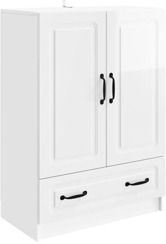 vidaXL Sideboard Hochglanz Weiß 66 x 34,5 x 92 cm Holzwerkstoff, Moderner Sideboard, rechteckige Aufbewahrungseinheit, viel Platz, praktischer Möbelorganizer, Innenschrank mit Regalen