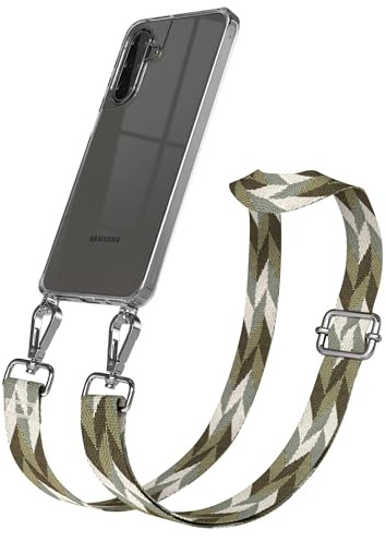 EAZY CASE Handykette - Verstellbares Taschenband kompatibel mit Galaxy A17, Schulterriemen, Handykordel mit Silikon Hülle, Umhängetasche, Grün Mix Silber